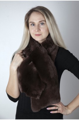 Dark brown rex fur scarf